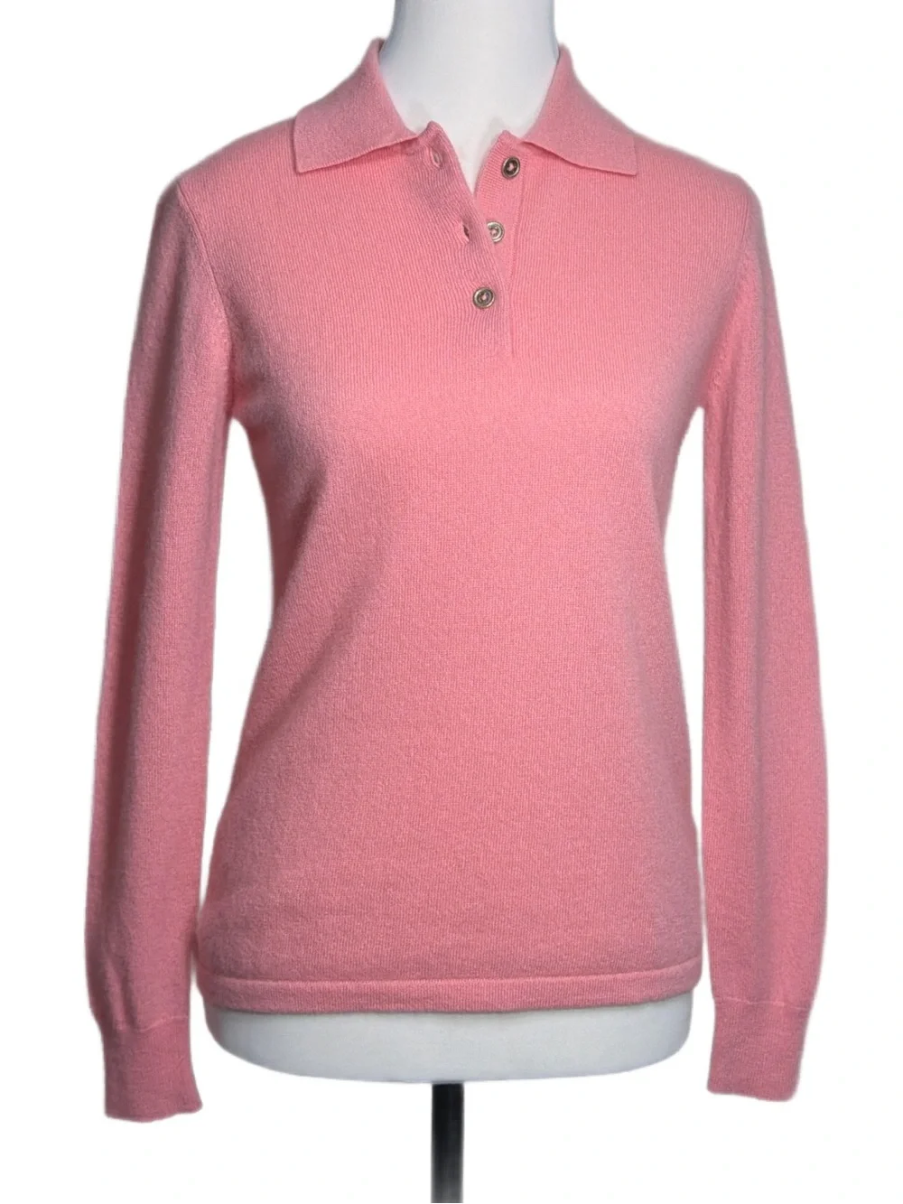 J. McLaughlin Cashmere Polo Sweater in Candy Pink